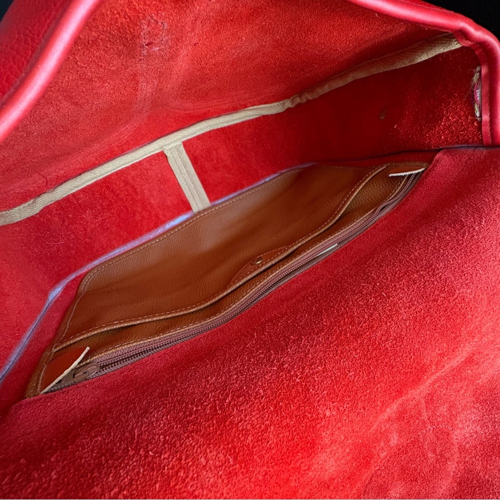 Dooney & Bourke awl Red Leather Outback Double Pocket Messenger Bag Large P36 - Picture 16 of 16